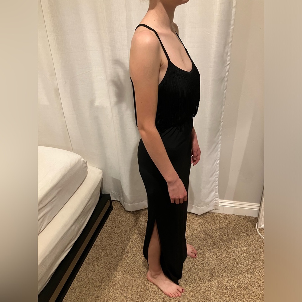 BCBGeneration  NWOT Black Fringe Maxi Dress